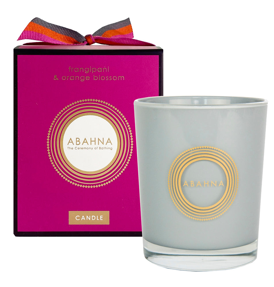 Frangipani & Orange Blossom natural wax candle – luxury home fragrance by Abahna SALE
