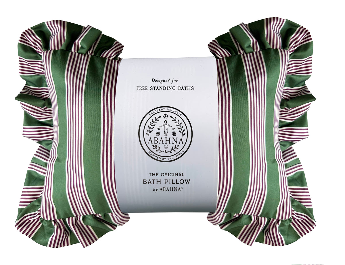 The Original Free Standing Bath Pillow by Abahna® Heritage Stripe (Pink)