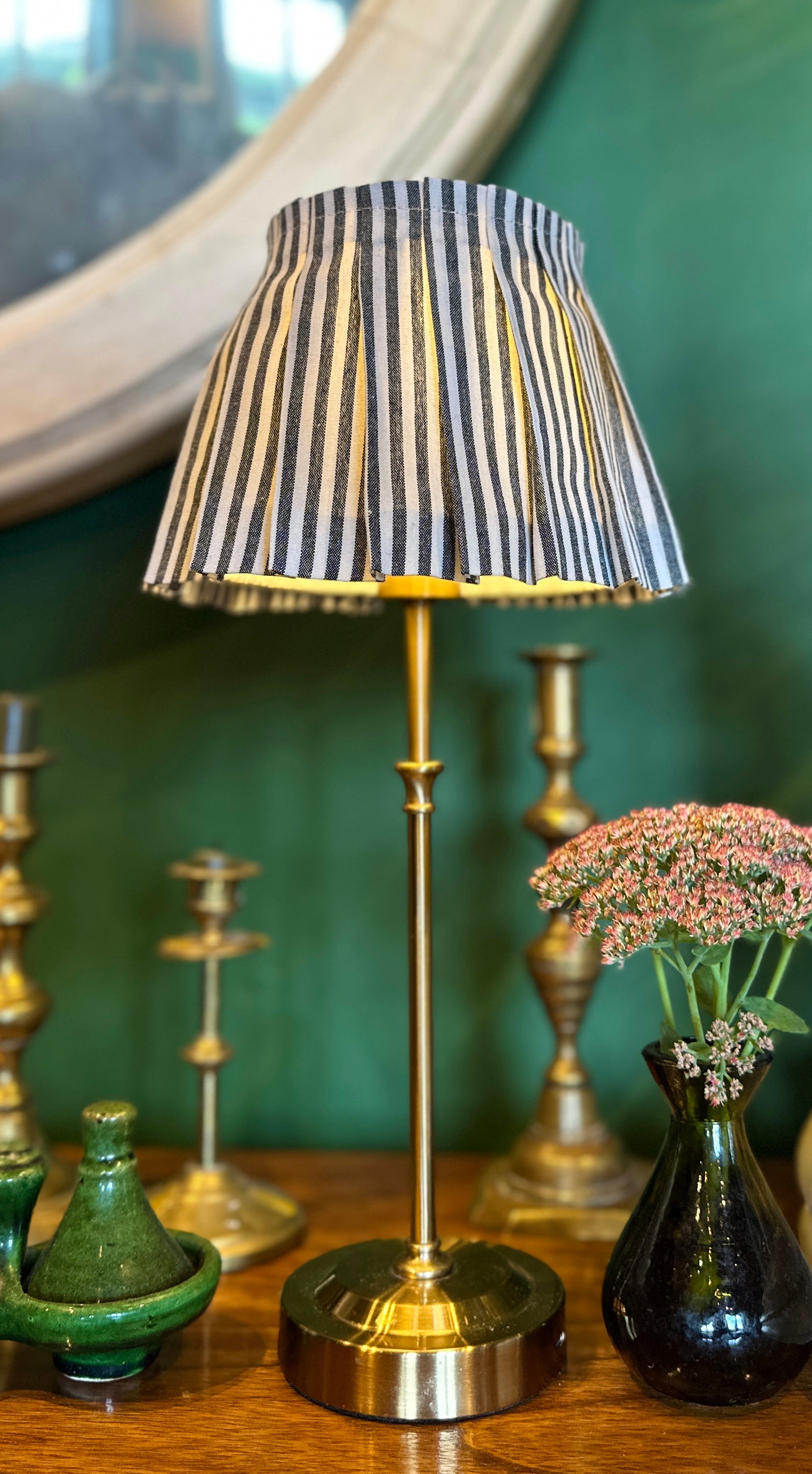 Interchangeable pleated bathroom lamp shades in luxury colours and patterns