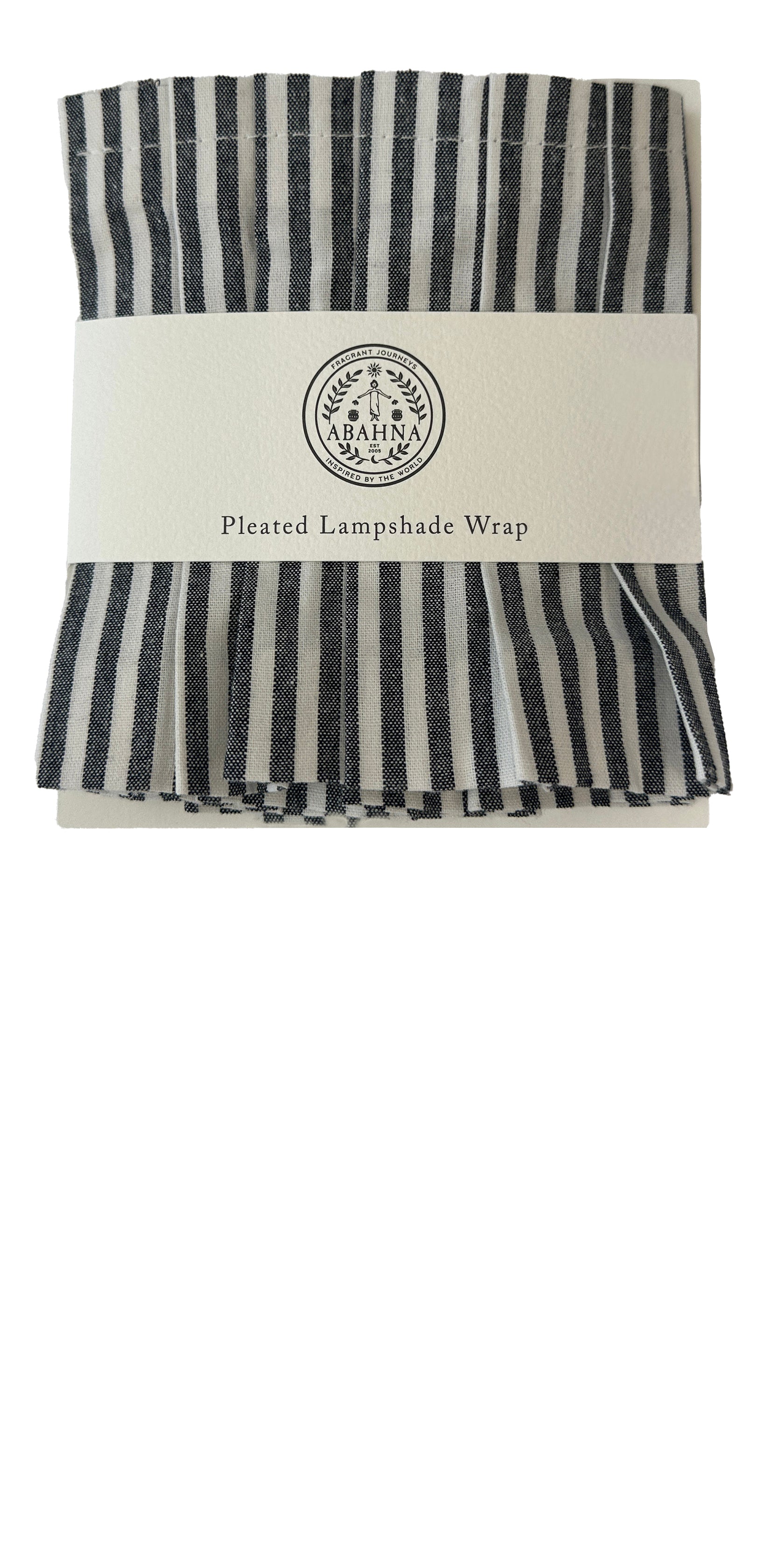 Abahna pleated bathroom lamp shade – black and white striped linen