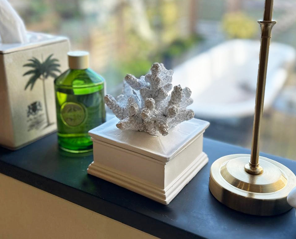 Square Coral White Trinket Box