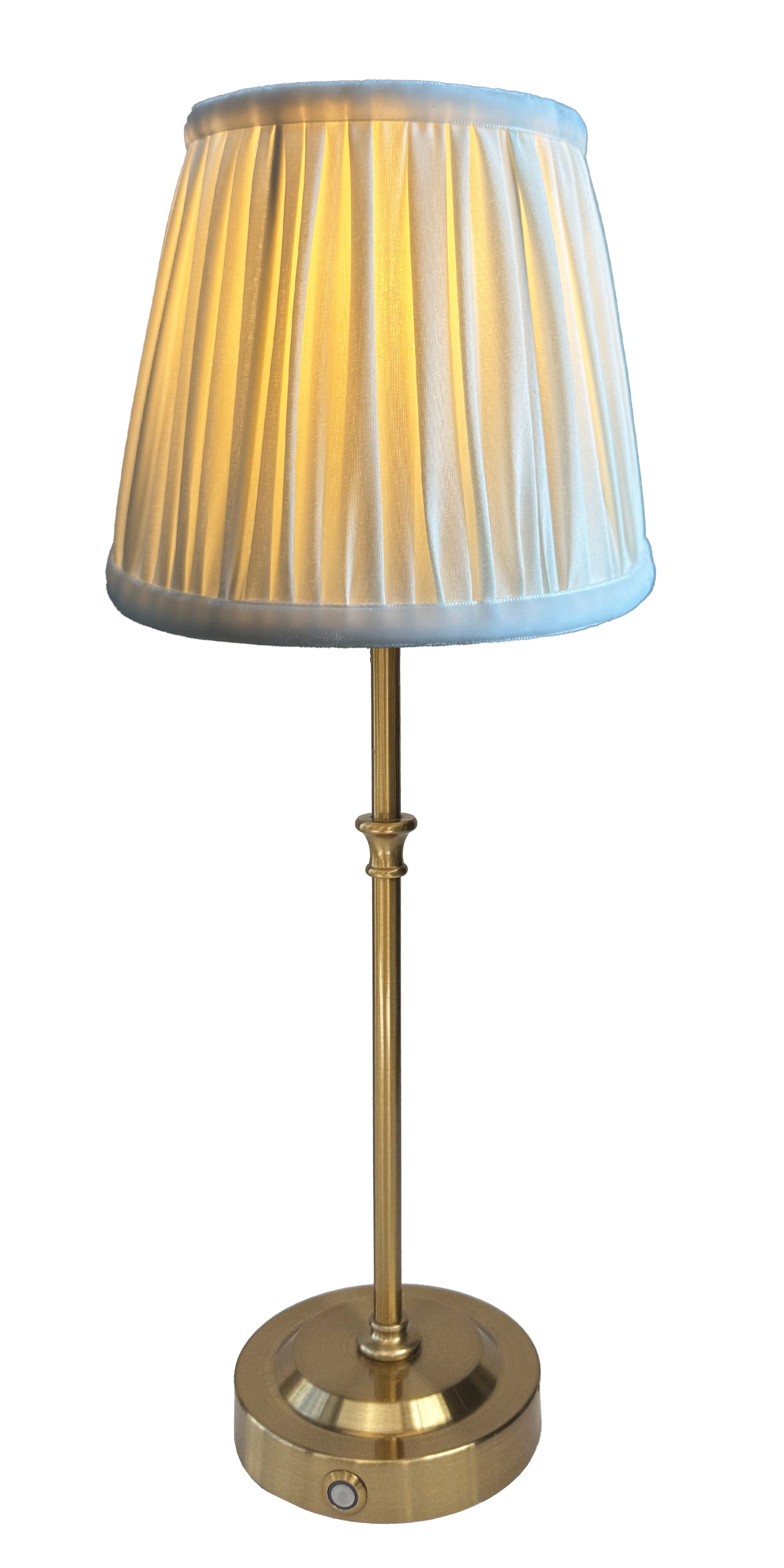Abahna cordless bathroom lamp – luxury rechargeable brass lamp with pleated cream shade