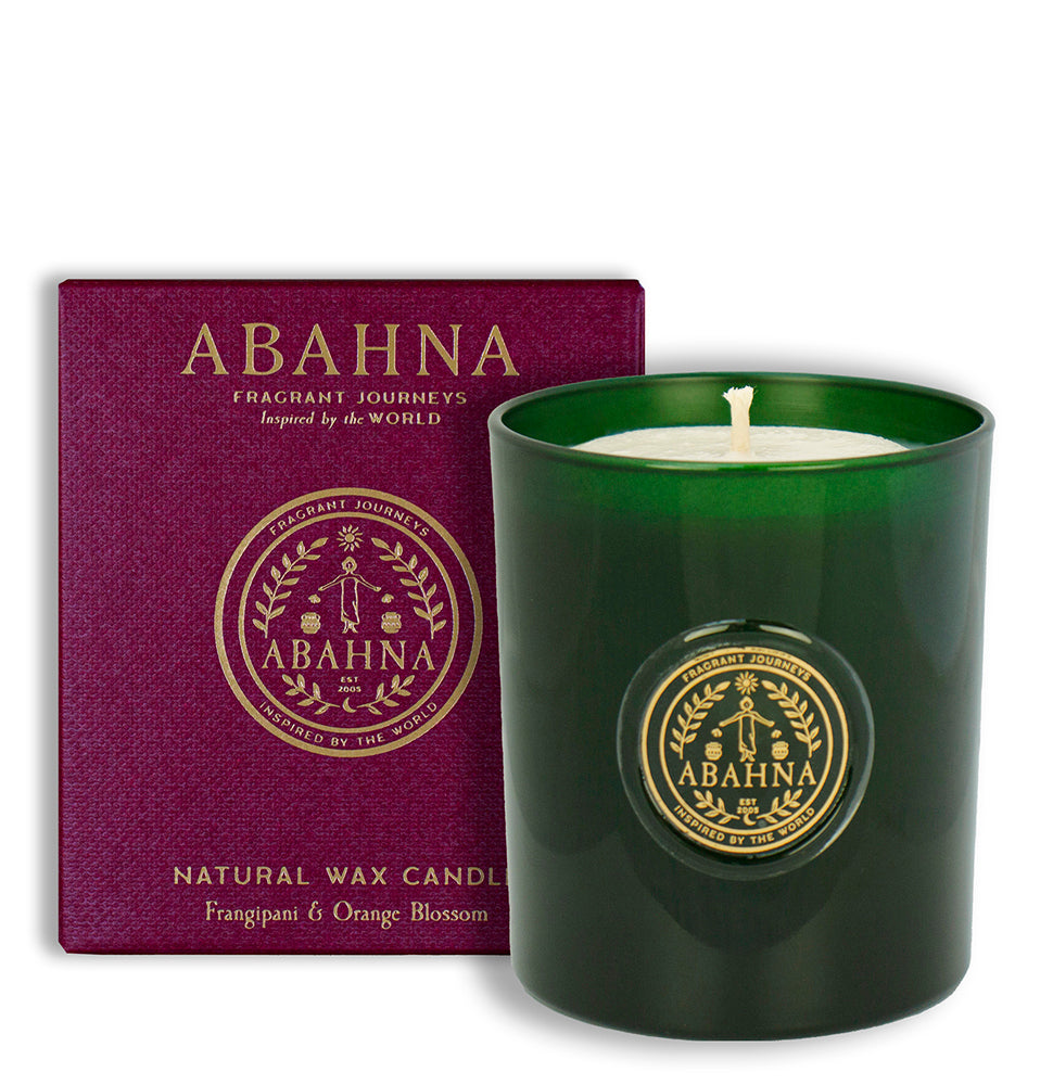Abahna Frangipani & Orange Blossom natural wax candle – luxury floral fragrance