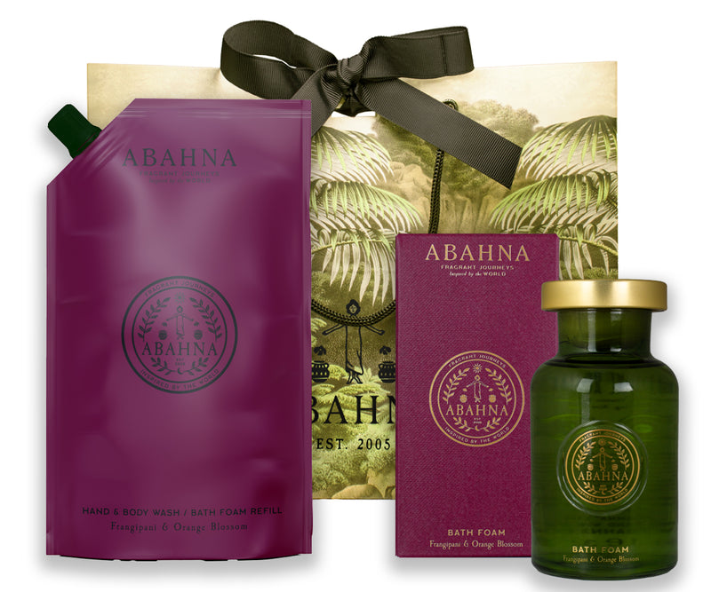 Abahna Frangipani & Orange Blossom bath foam refill set – luxury floral bubble bath
