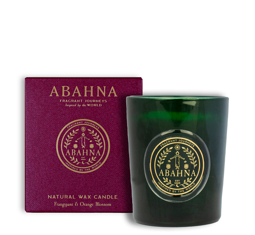 Abahna Frangipani & Orange Blossom votive candle – natural wax floral fragrance