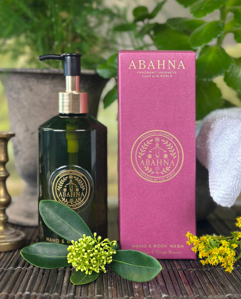 Luxury eco-friendly bath and body gift – Abahna Frangipani & Orange Blossom refill set
