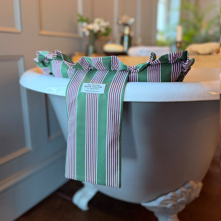 The Original Free Standing Bath Pillow by Abahna® Heritage Stripe (Pink)
