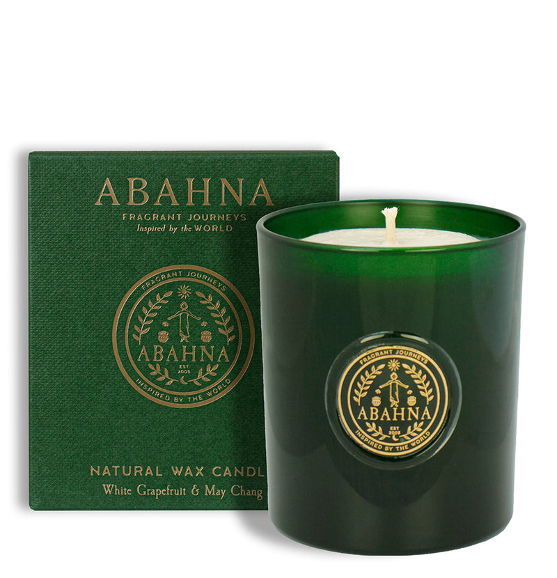 Abahna White Grapefruit & May Chang natural wax candle – uplifting citrus fragrance