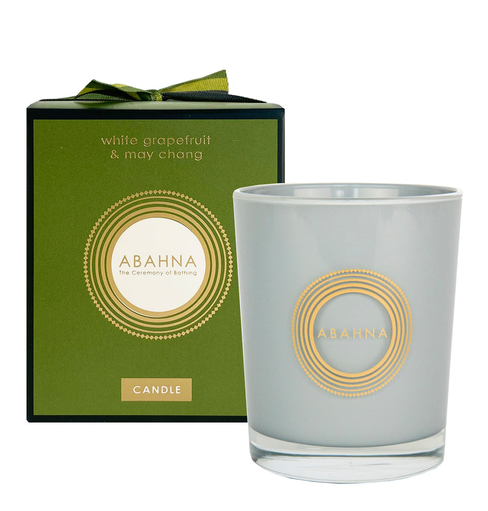 White Grapefruit & May Chang natural wax candle – luxury home fragrance by Abahna