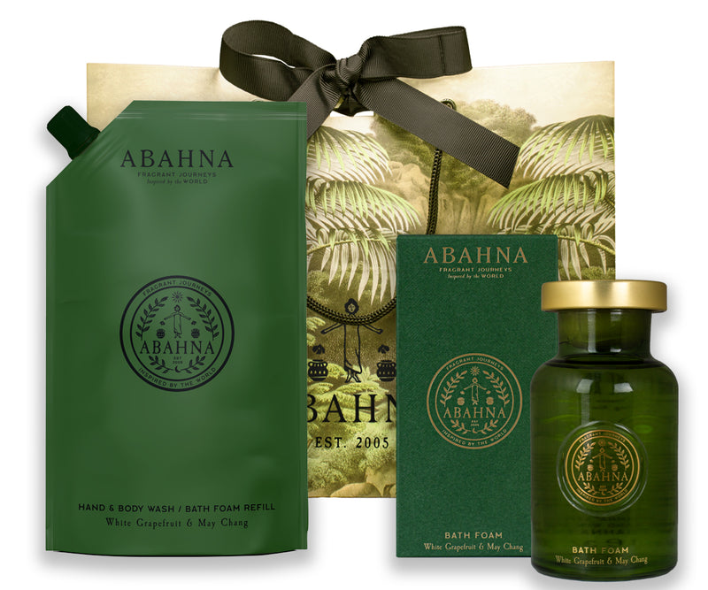 Abahna White Grapefruit & May Chang bath foam refill set – luxury citrus bubble bath