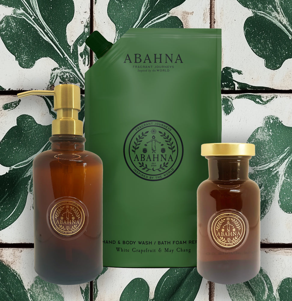 Abahna White Grapefruit & May Chang refill set – eco-friendly citrus bath & hand care