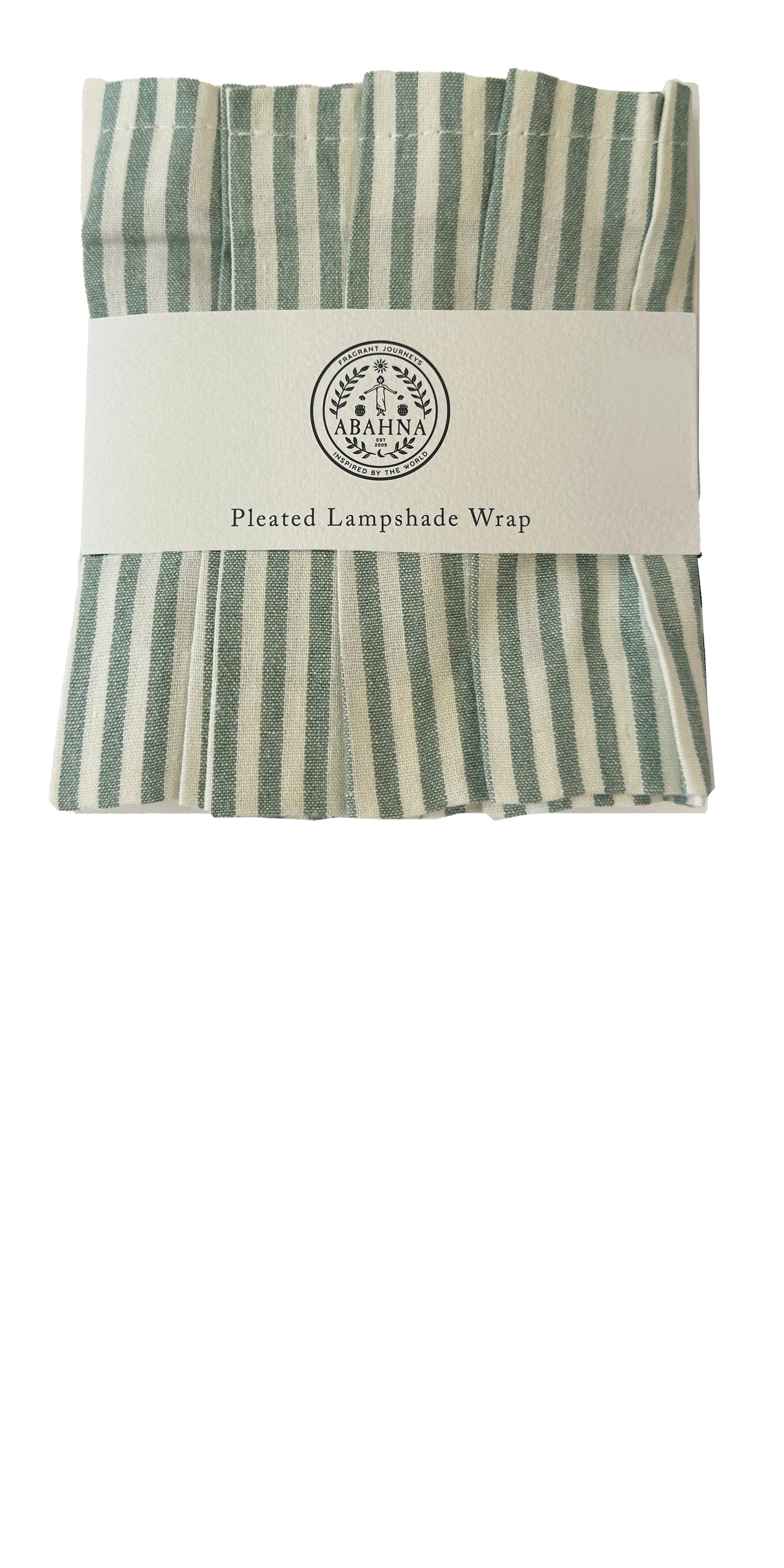 Abahna pleated bathroom lamp shade – green and white striped linen