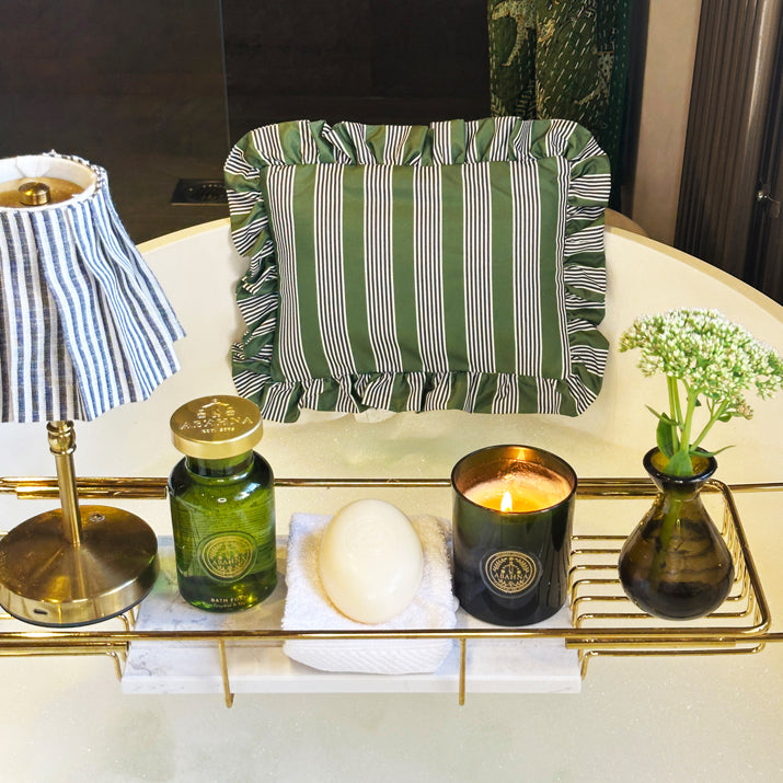 Stylish bath pillow – spa-inspired bathroom accessory with striped design