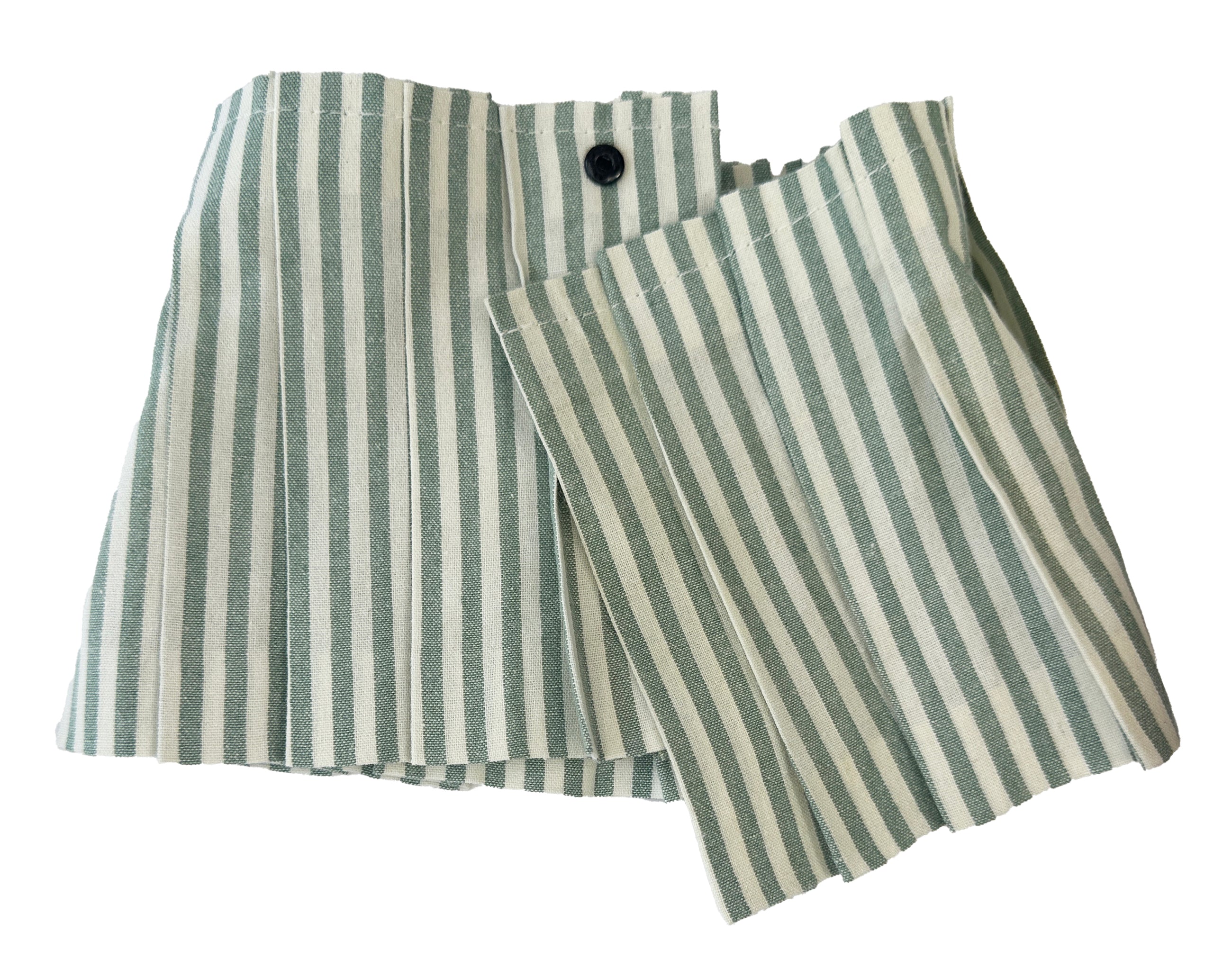 Green & white linen pleated lamp shade – luxury bathroom lighting accessory