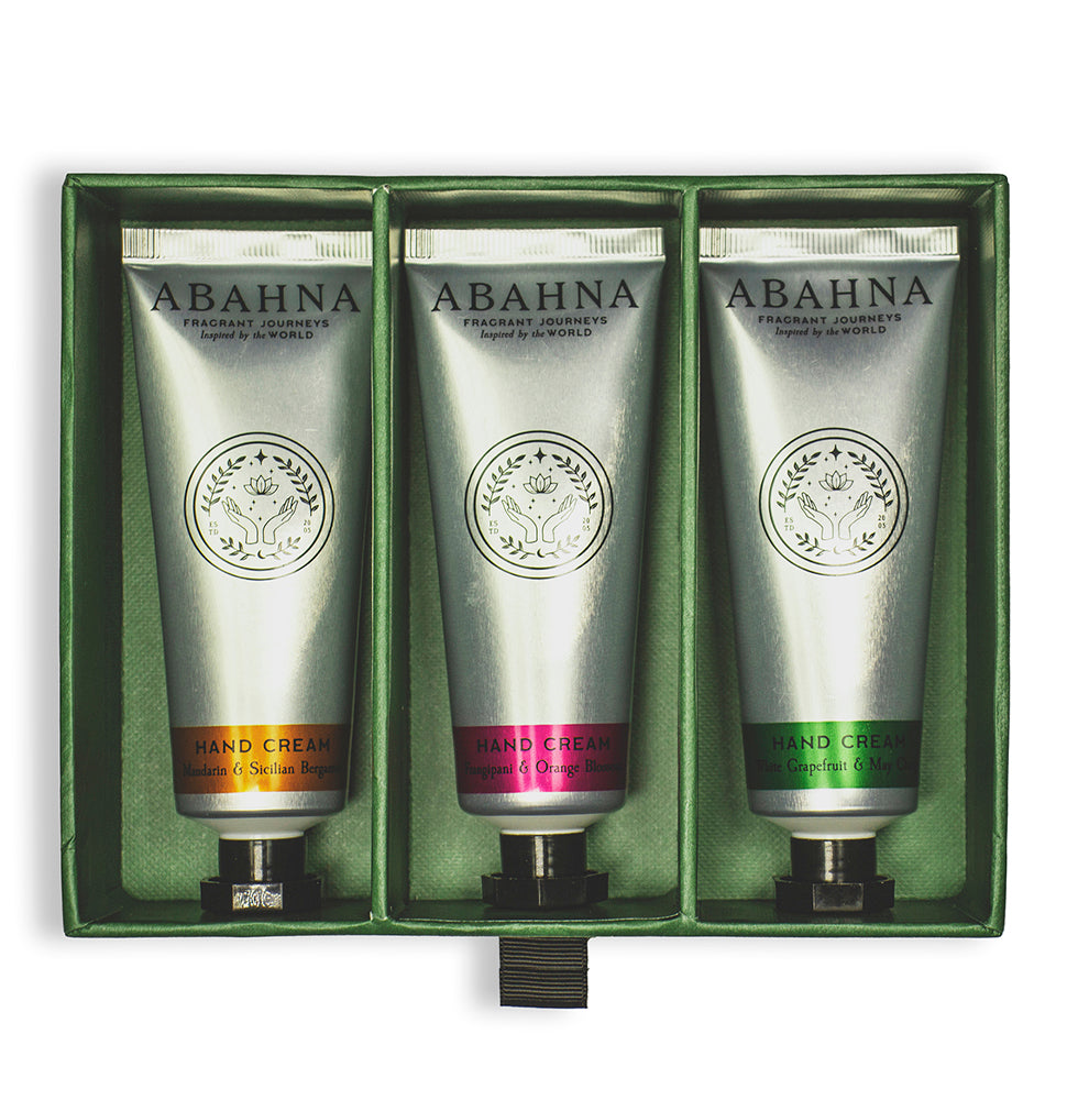 Abahna hand cream trio enriched with shea butter, aloe vera & pomegranate