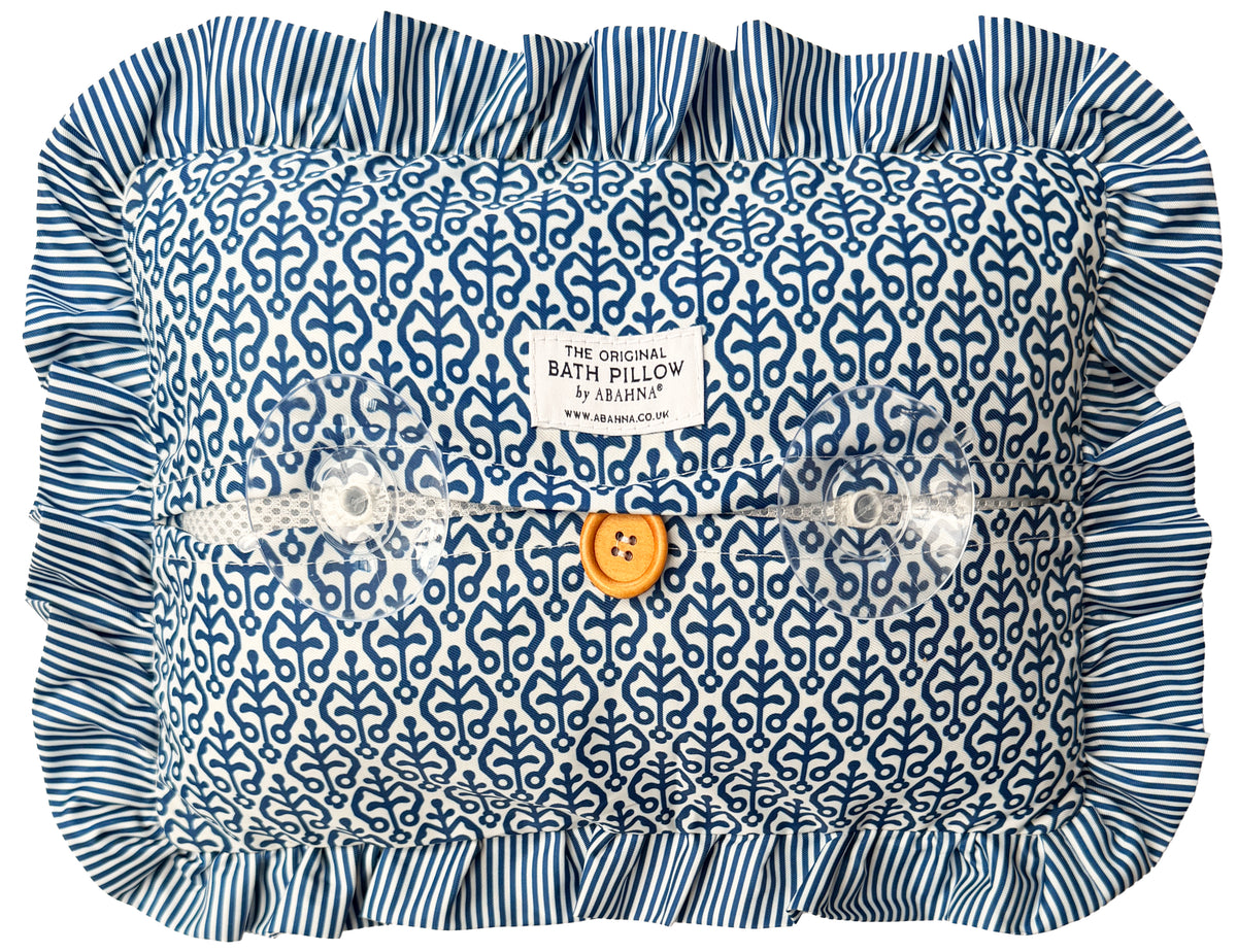 The Original Bath Pillow by Abahna® Jaipur Jaal (Blue) Unboxed