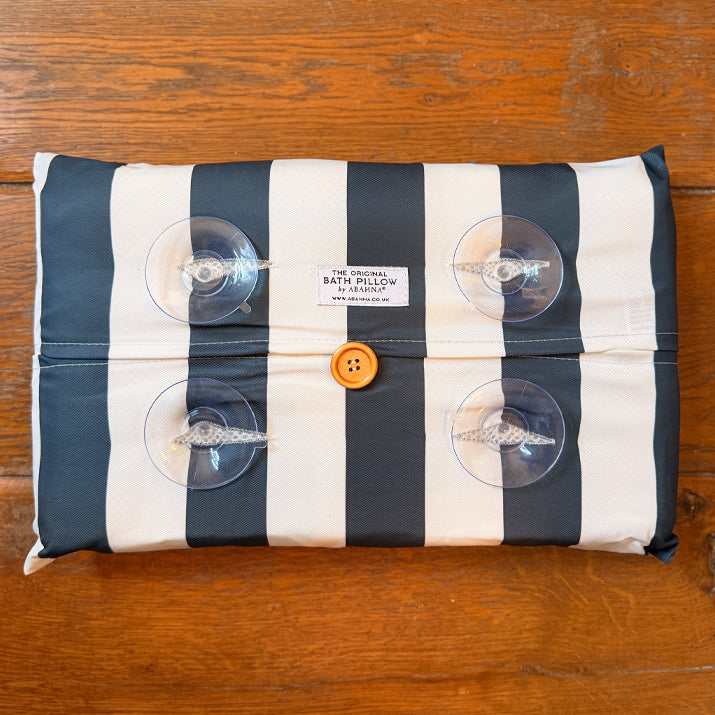 The Original Large Bath Pillow by Abahna® Monaco Stripe (Black)