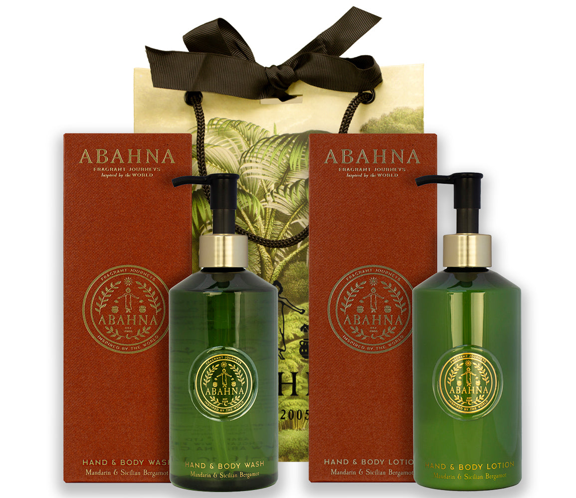 Abahna Mandarin & Sicilian Bergamot hand & body duo – luxury citrus wash and lotion gift set