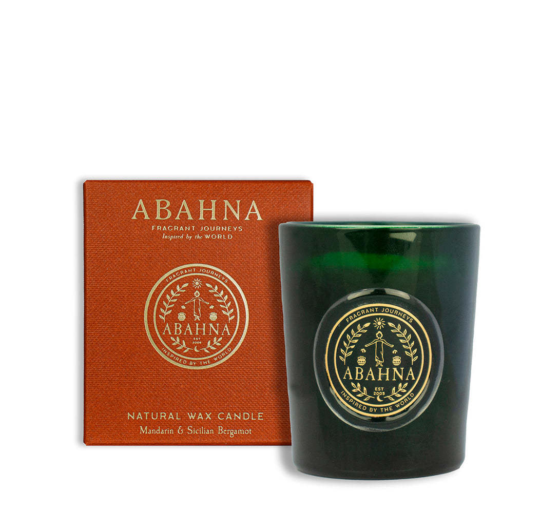 Abahna Mandarin & Sicilian Bergamot votive candle – natural wax citrus fragrance