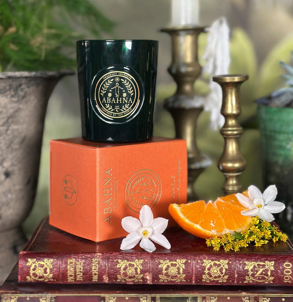 Hand-poured natural wax votive candle with citrus scent – Abahna