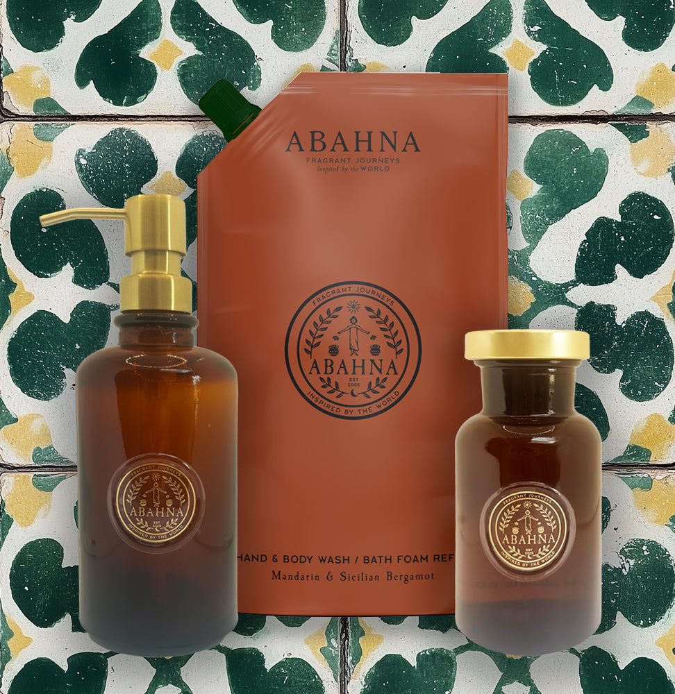 Abahna Mandarin & Sicilian Bergamot refill set – eco-friendly bath & hand care