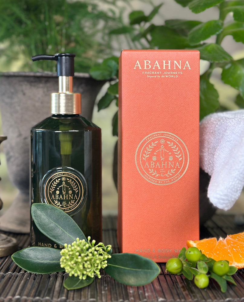 Elegant cloakroom gift set – Abahna Mandarin & Sicilian Bergamot hand wash and reed diffuser
