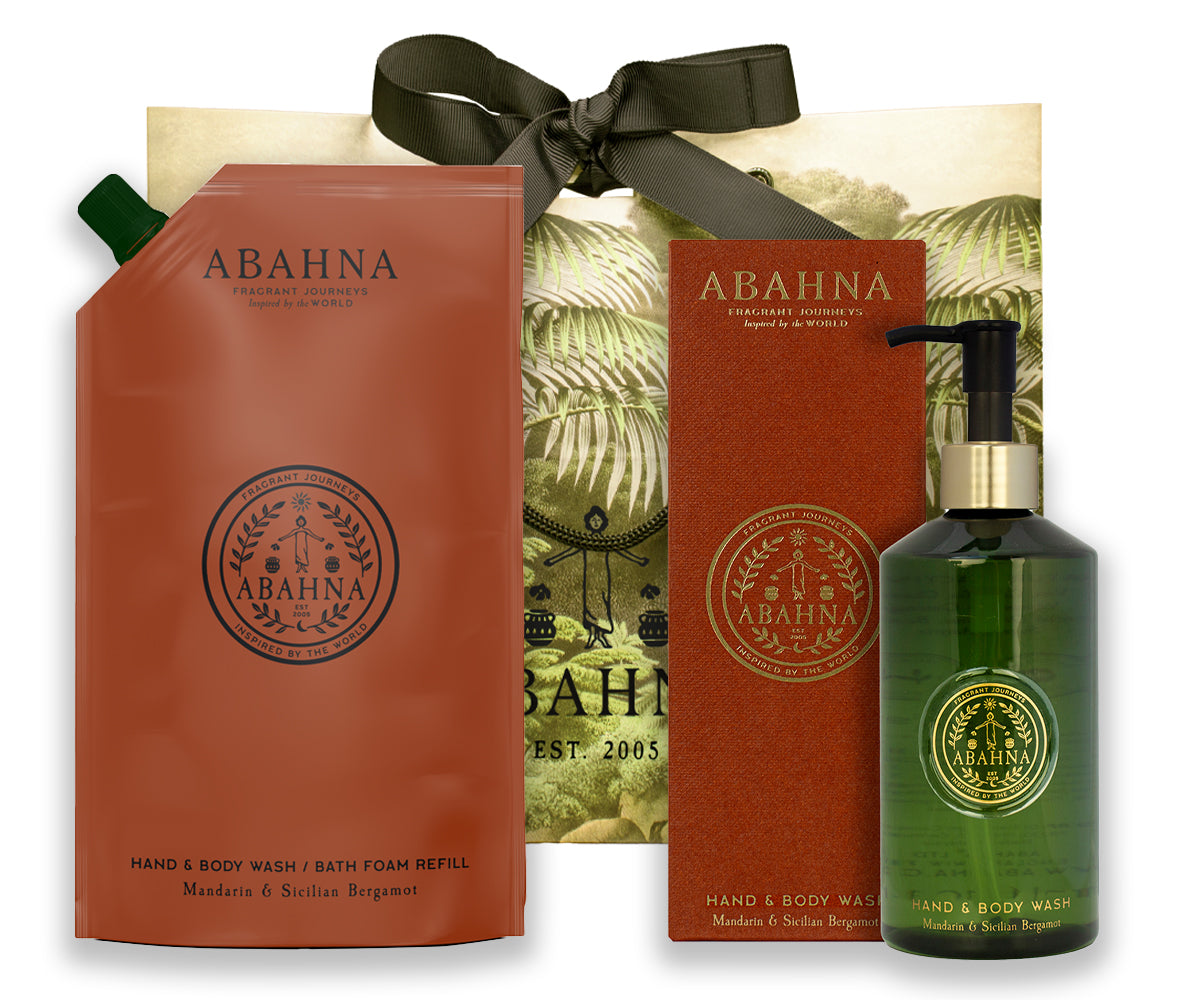 Abahna Mandarin & Sicilian Bergamot hand & body wash refill set – luxury citrus skincare