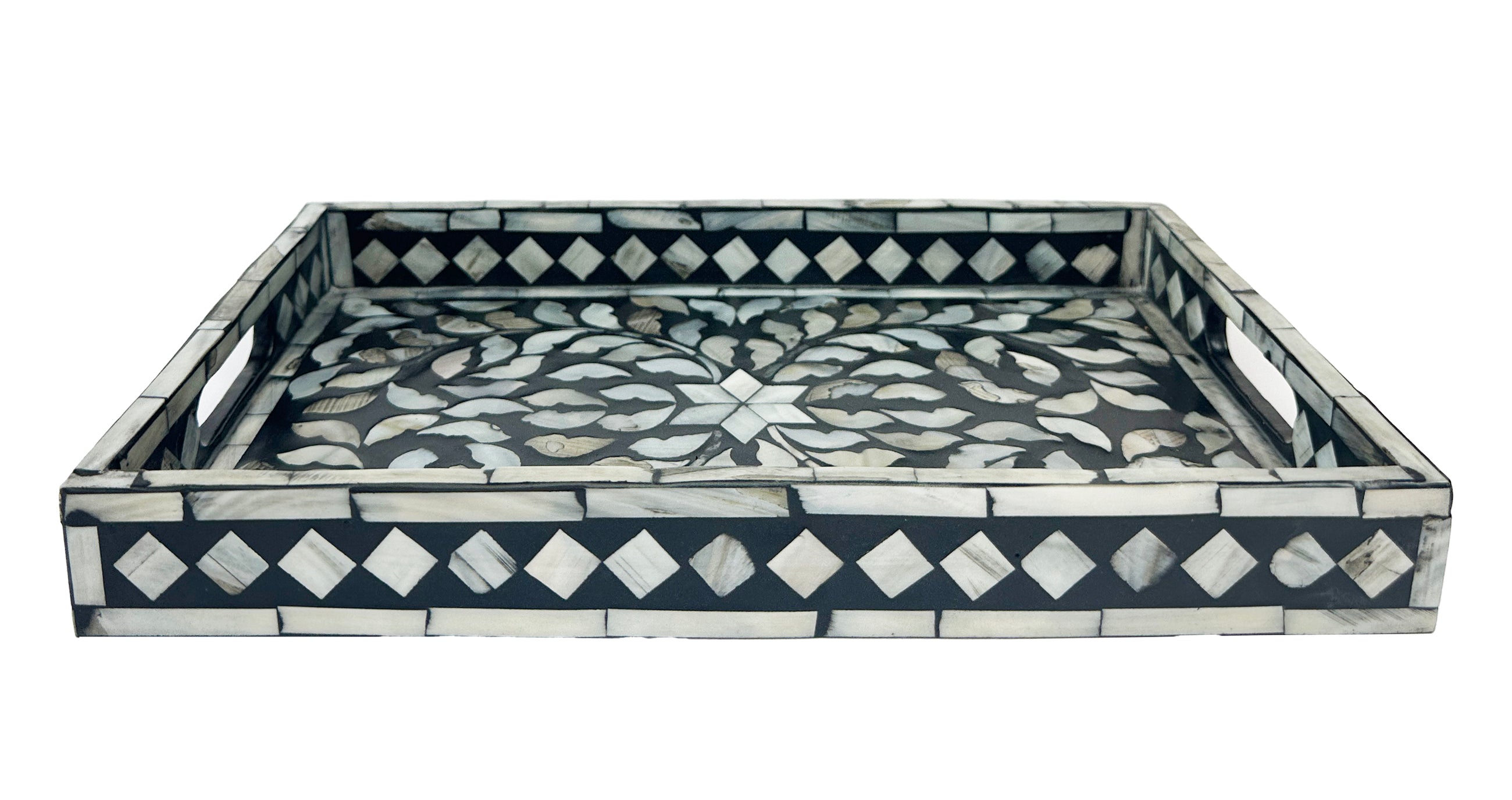 Mother of pearl inlay tray (black)