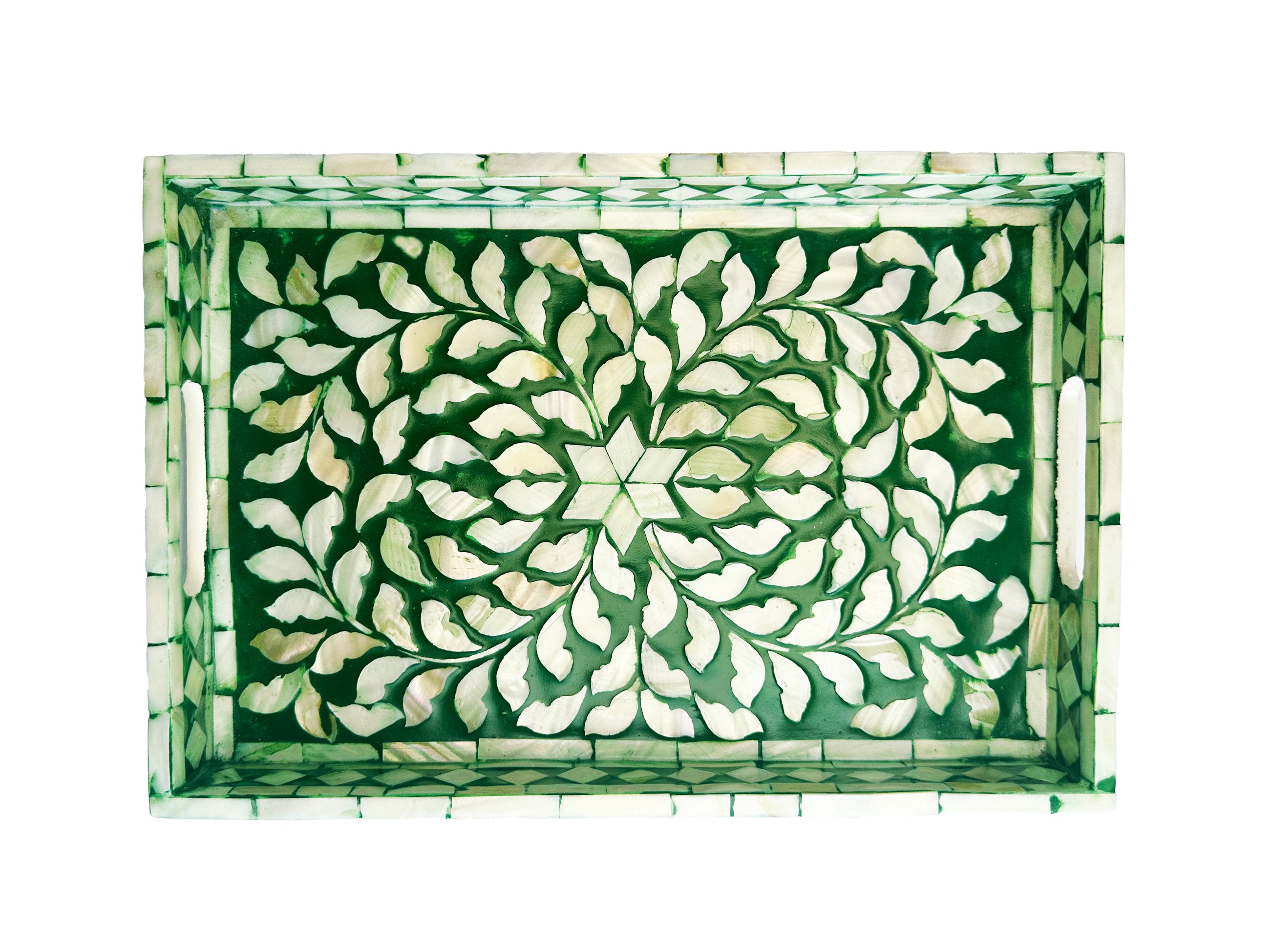 Inlaid mother of pearl tray (green)