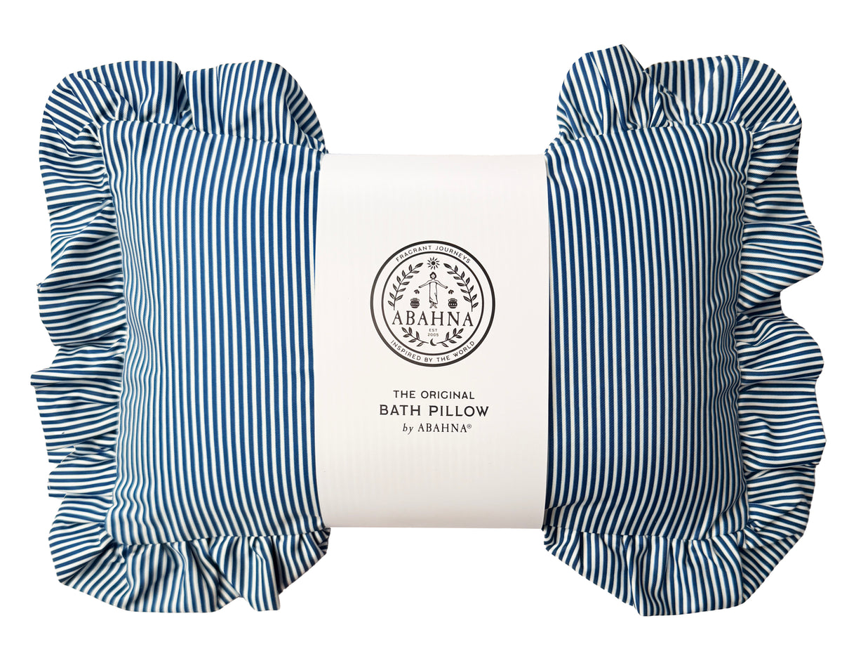 The Original Bath Pillow by Abahna® Riviera Stripe (Blue) Unboxed