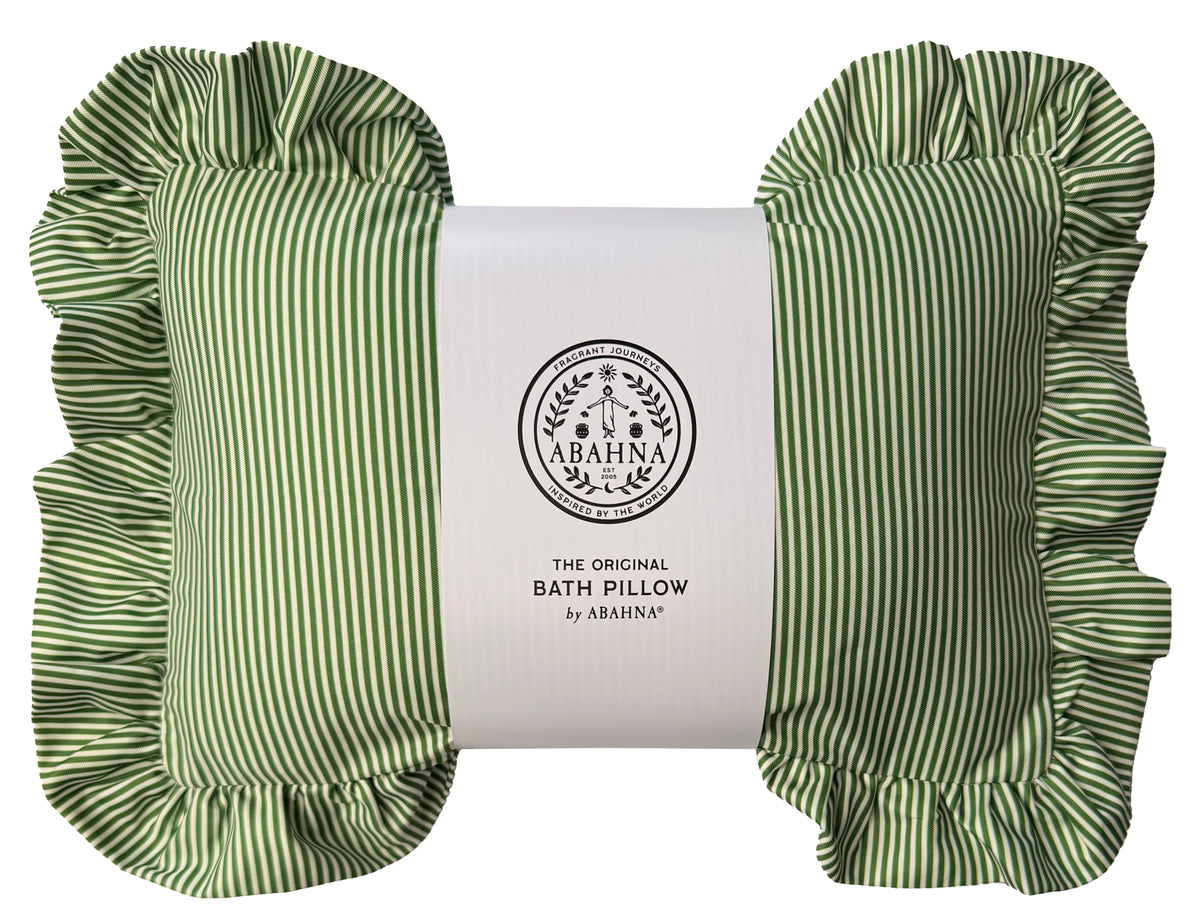 The Original Bath Pillow by Abahna® Riviera Stripe (Green) Unboxed