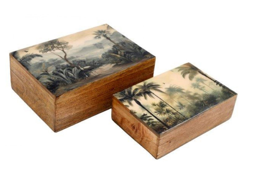 sepia jungle print box - large