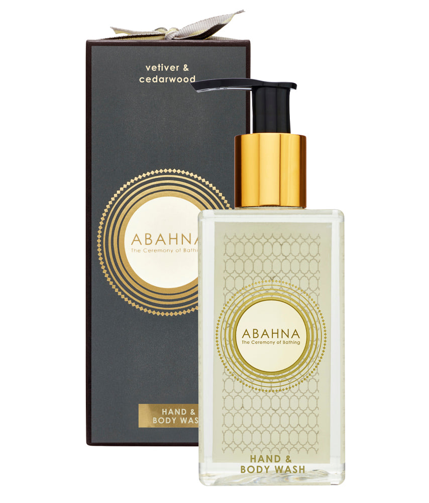 Abahna Vetiver & Cedarwood hand & body wash – natural aromatic cleanser
