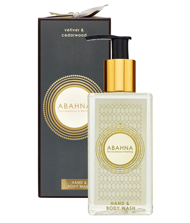 Abahna Vetiver & Cedarwood hand & body wash – natural aromatic cleanser