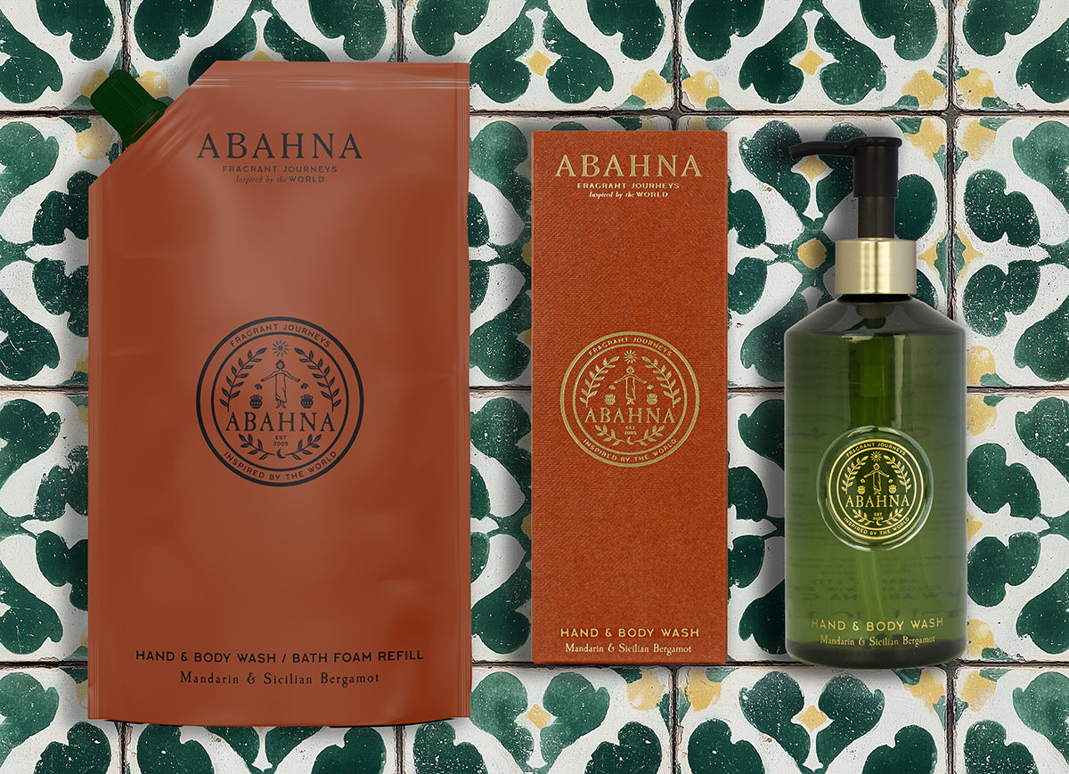 Luxury hand & body wash with eco refill pouch – Mandarin & Sicilian Bergamot fragrance