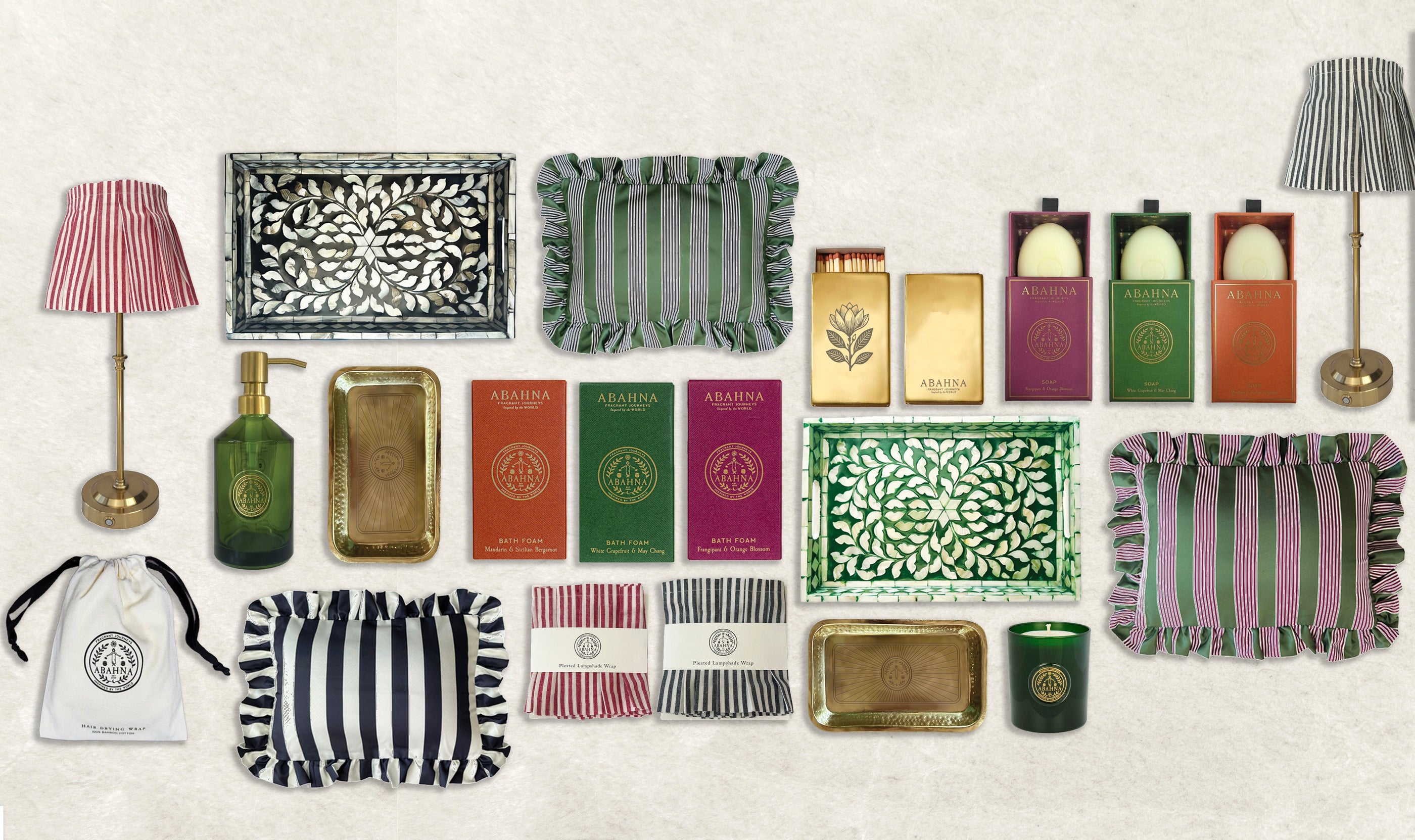 Abahna bath accessories – luxury bath pillows, bamboo wraps and cordless lamps for spa-inspired rituals