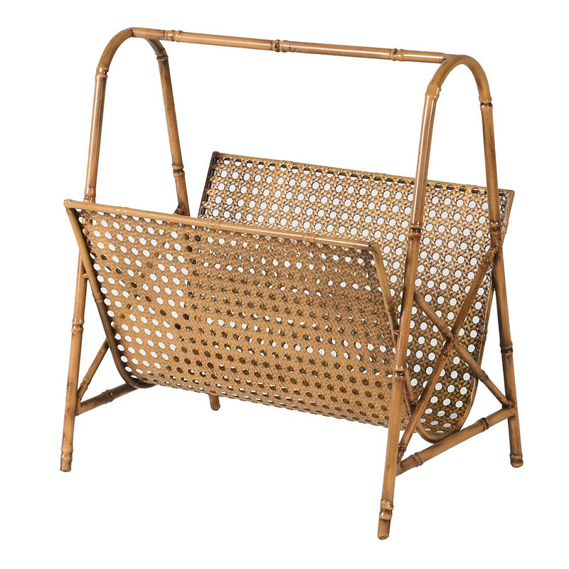 Bamboo Effect Metal Magazine Rack