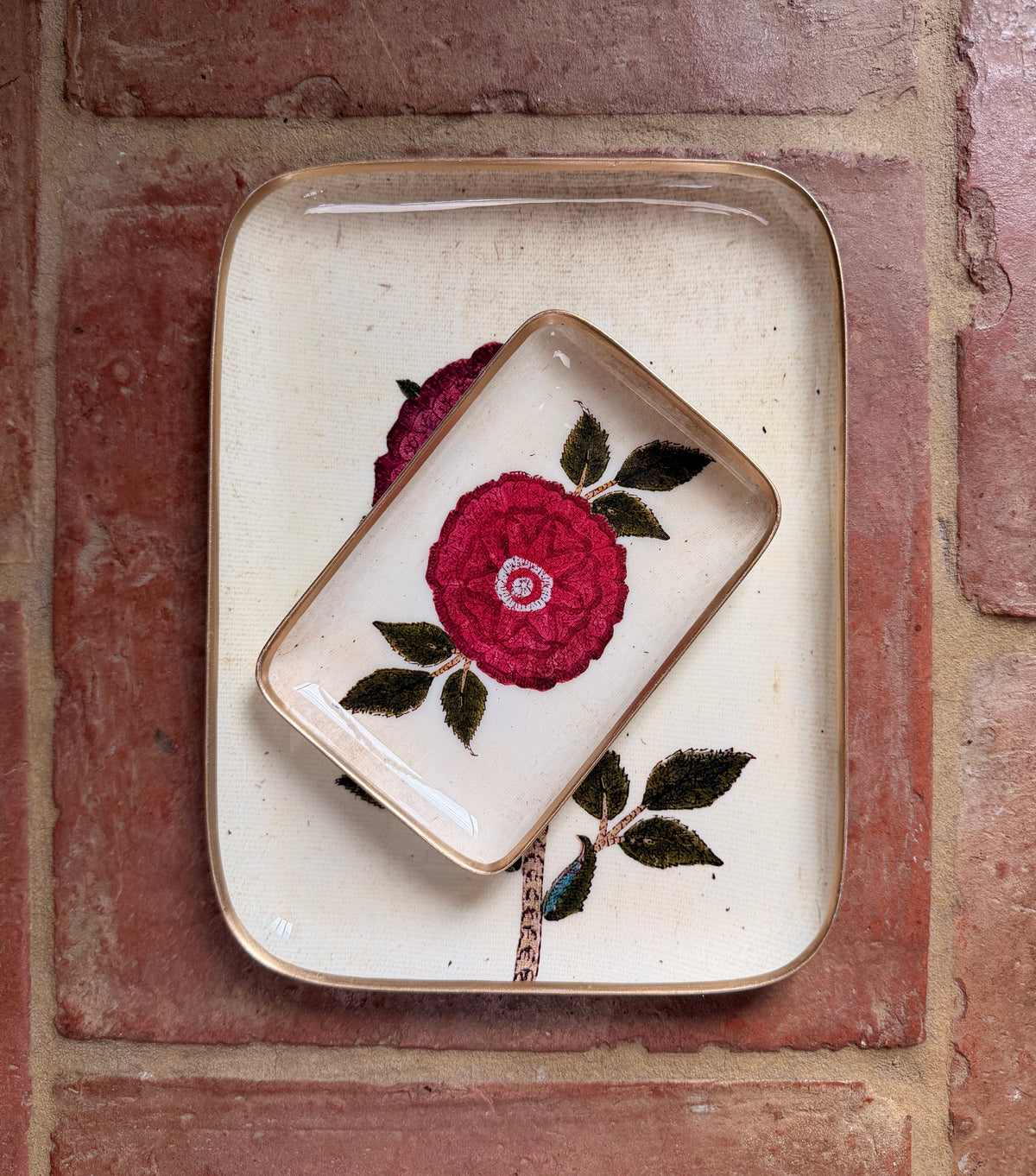 Enamelled decorative Peony Tray