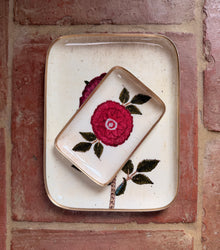 Enamelled decorative Peony Tray