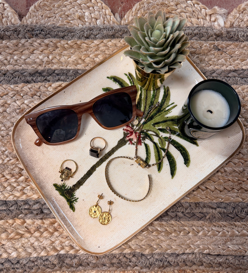 Enamelled decorative Palm tree Tray Medium