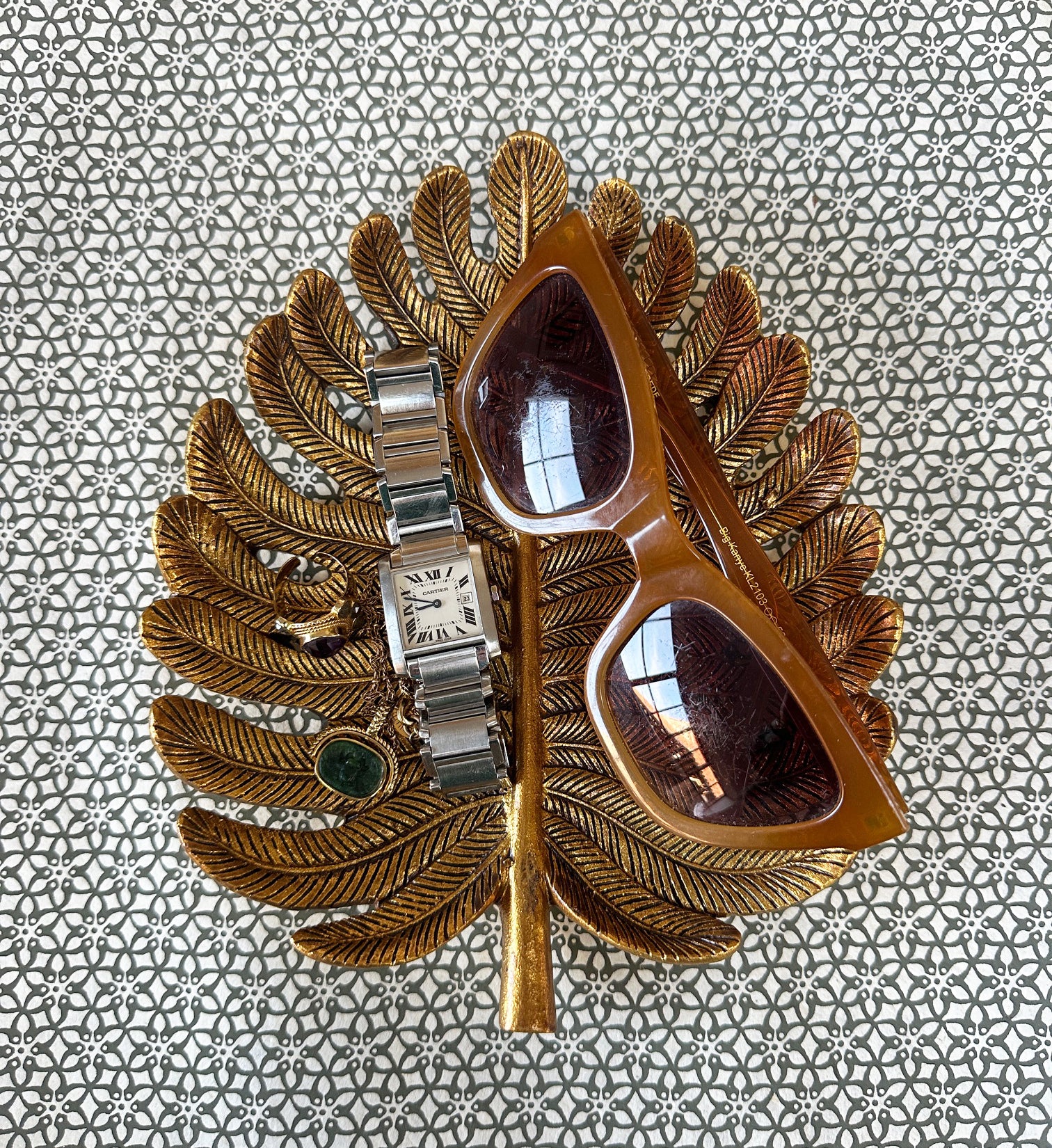 Antique Gold Palm Leaf Tray