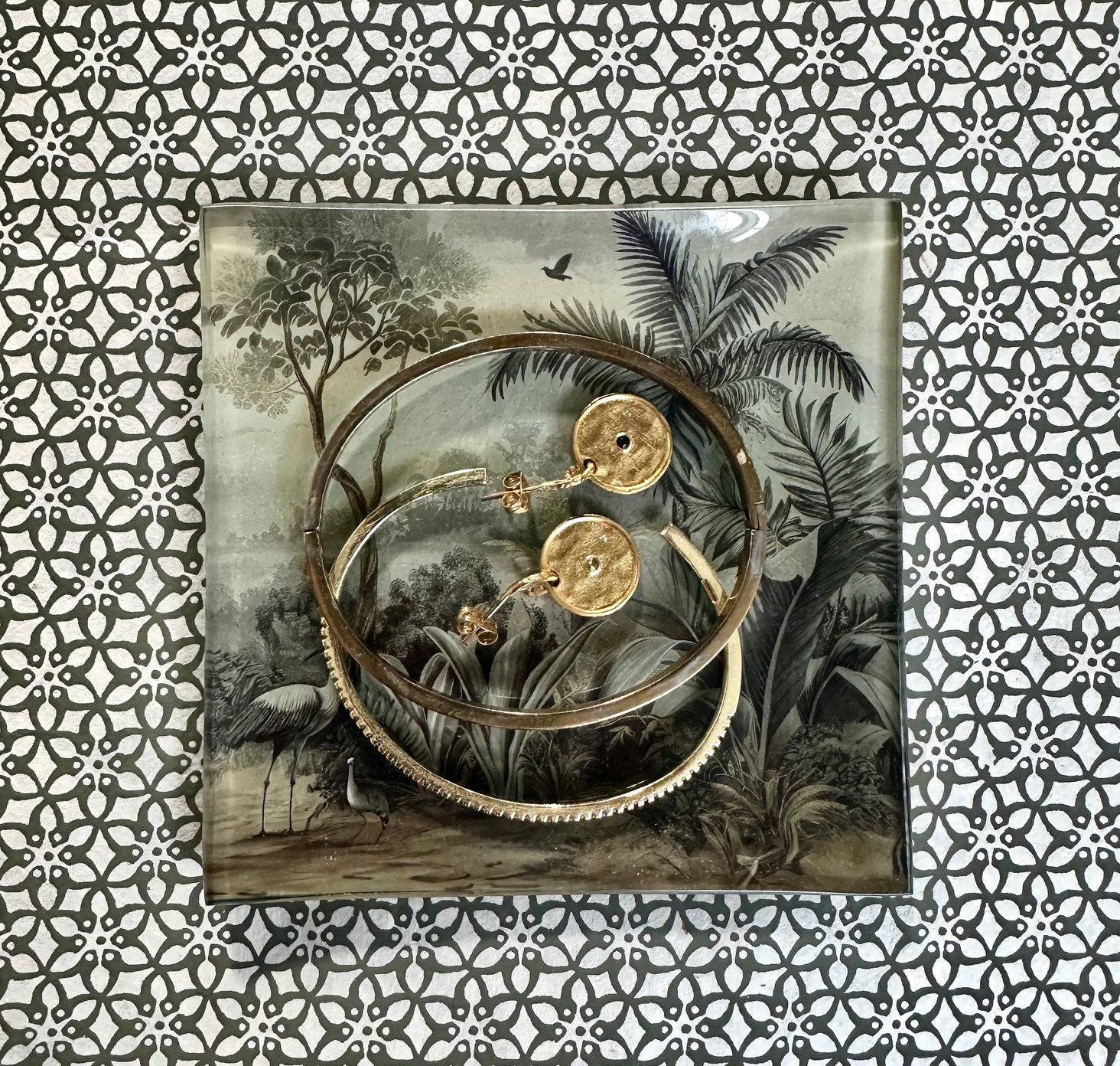 Set of 2 Vintage Palm Trinket Trays