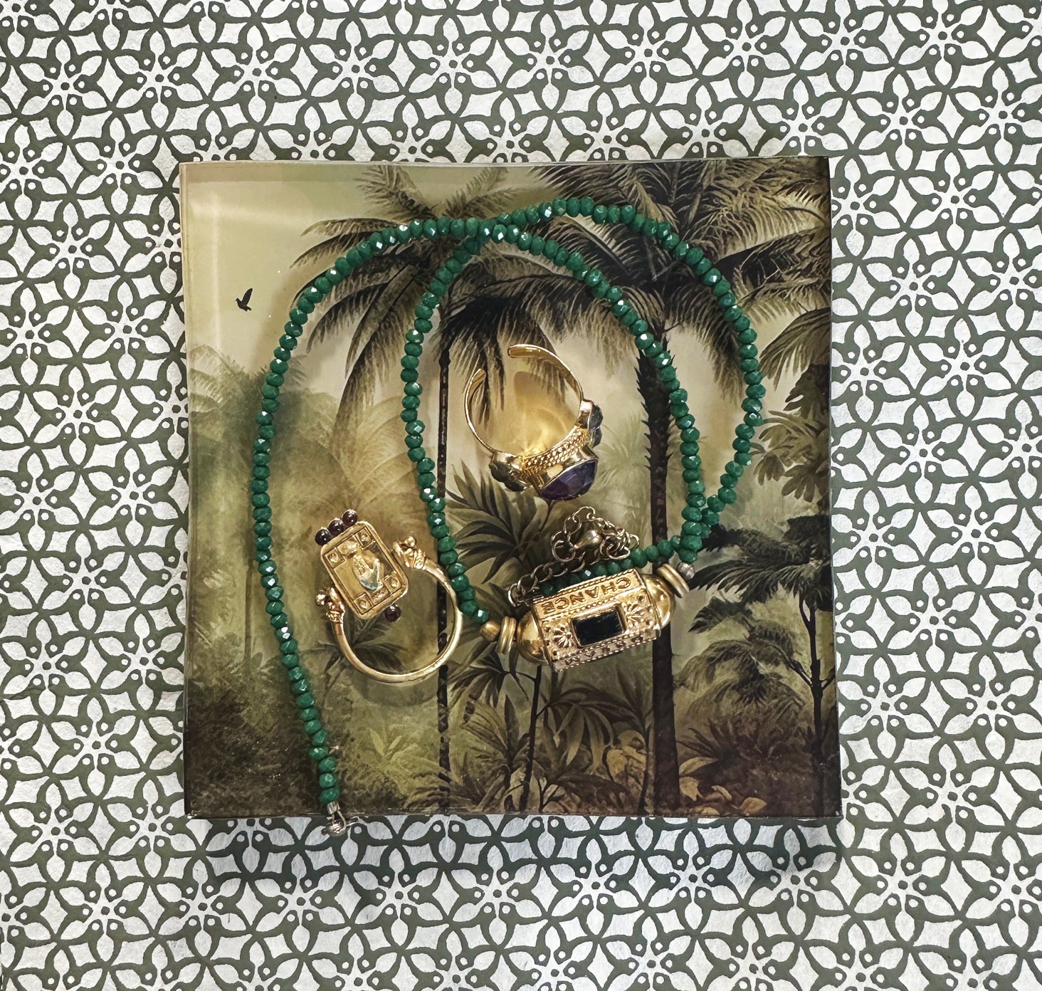 Set of 2 Vintage Palm Trinket Trays