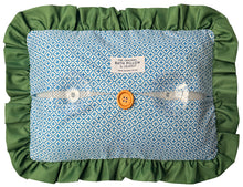 The Original Bath Pillow by Abahna® Amalfi Lattice (Green & Blue) Unboxed