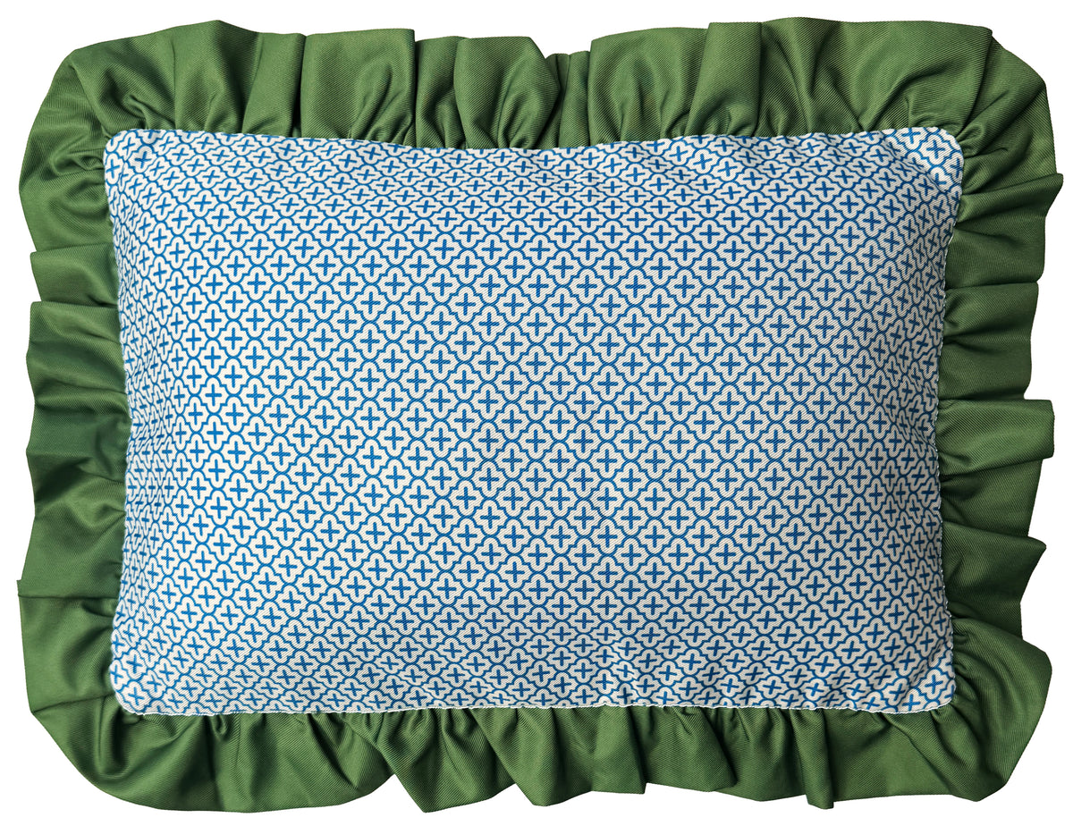 The Original Bath Pillow by Abahna® Amalfi Lattice (Green & Blue) Unboxed