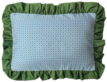 The Original Bath Pillow by Abahna® Amalfi Lattice (Green & Blue) Unboxed