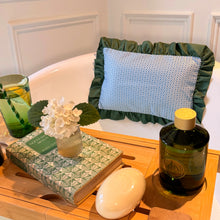 The Original Bath Pillow by Abahna® Amalfi Lattice (Green & Blue) Unboxed