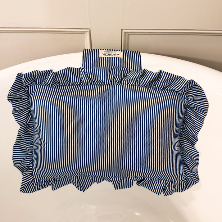 The Original Free Standing Bath Pillow by Abahna® Riviera Stripe (Blue)
