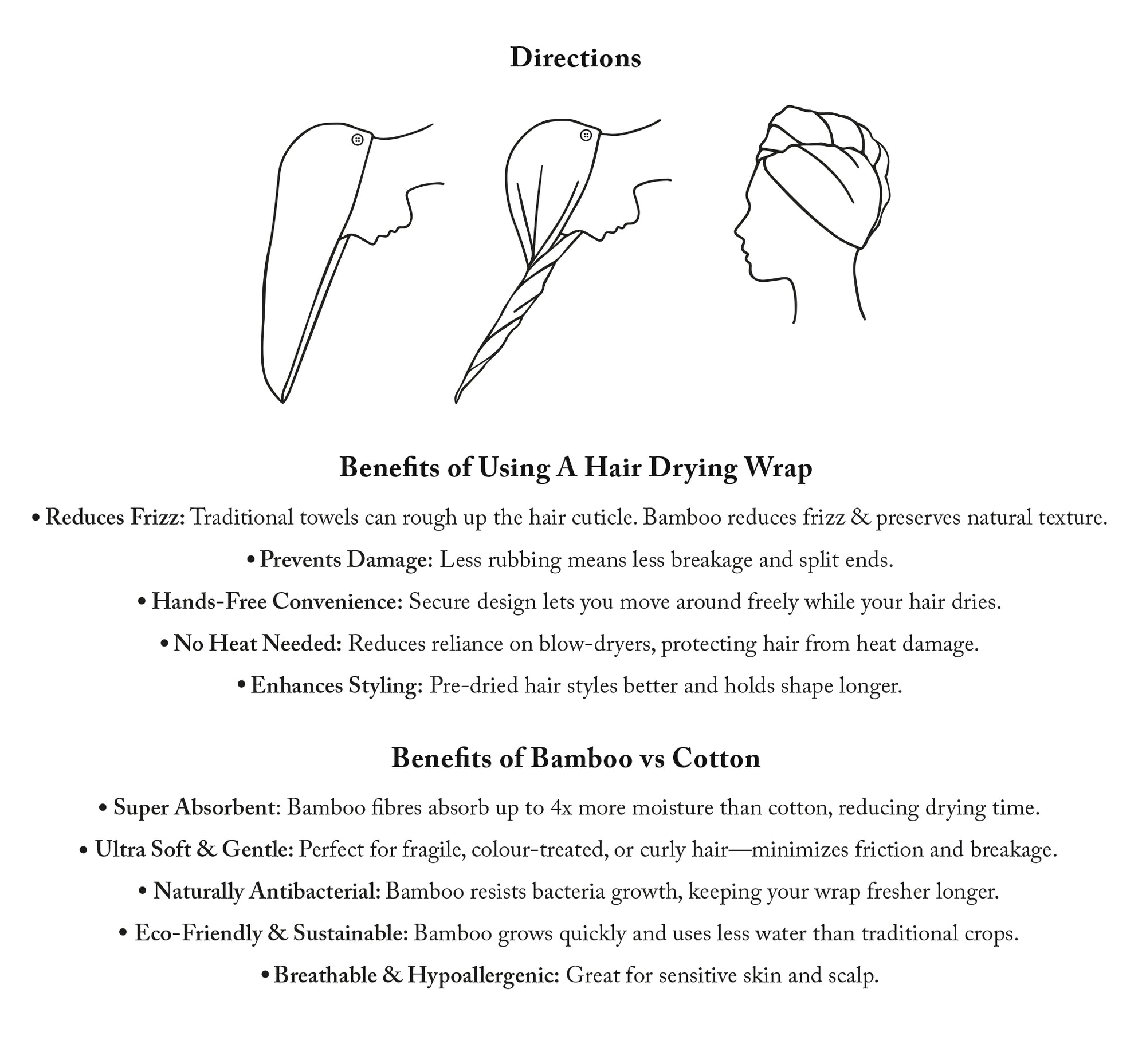 Abahna Hair Drying Wrap Benefits - Reduces Frizz and Prevents Damage