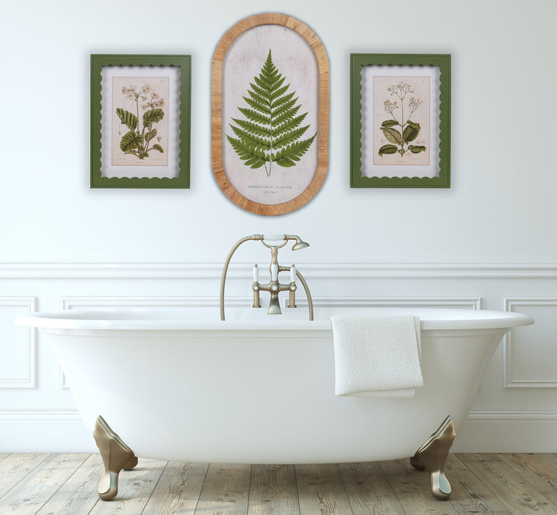 Botanical Fern Print in Rattan Frame